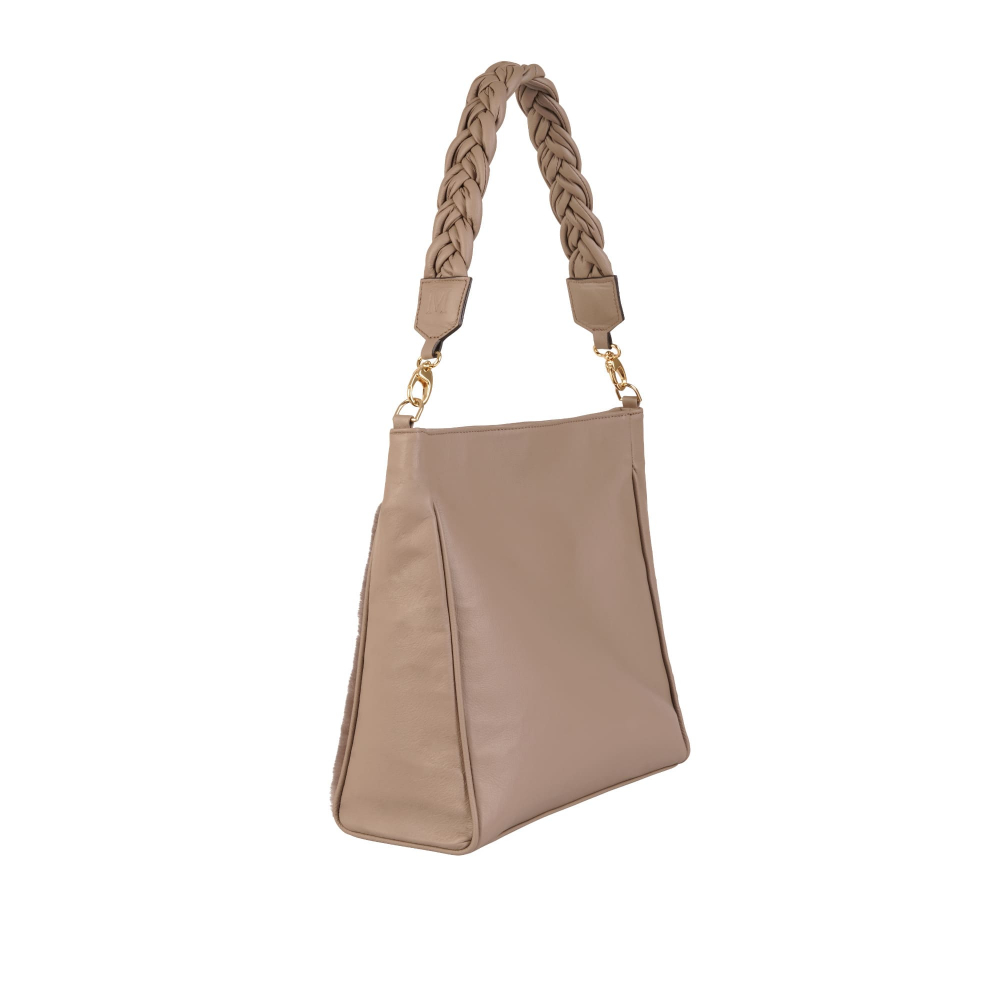 Große Shopper aus Lammfell in Beige -DIANA-